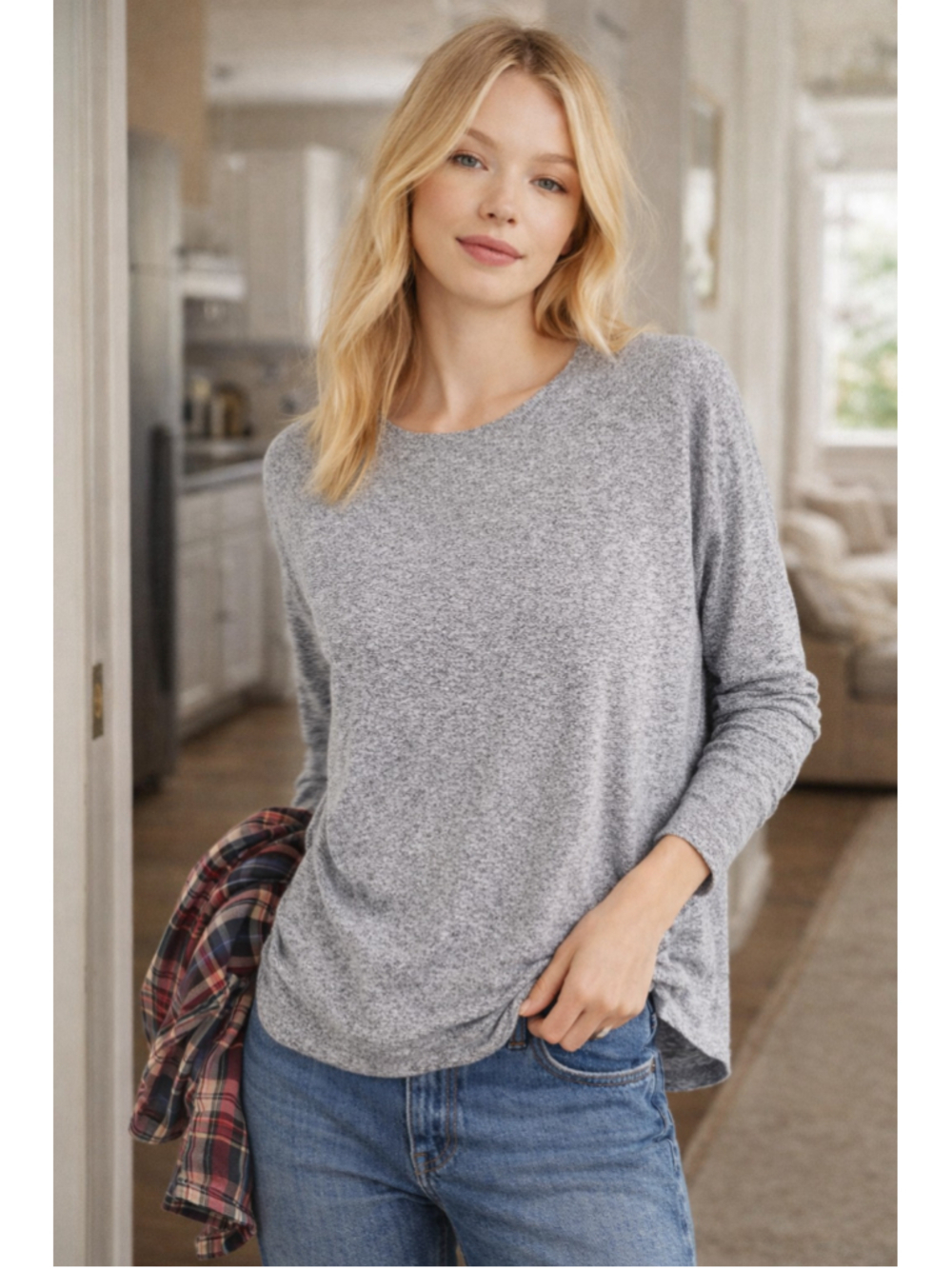 Madewell XXS Gray Knit Top Relaxed Fit Lightweight Soft Layering